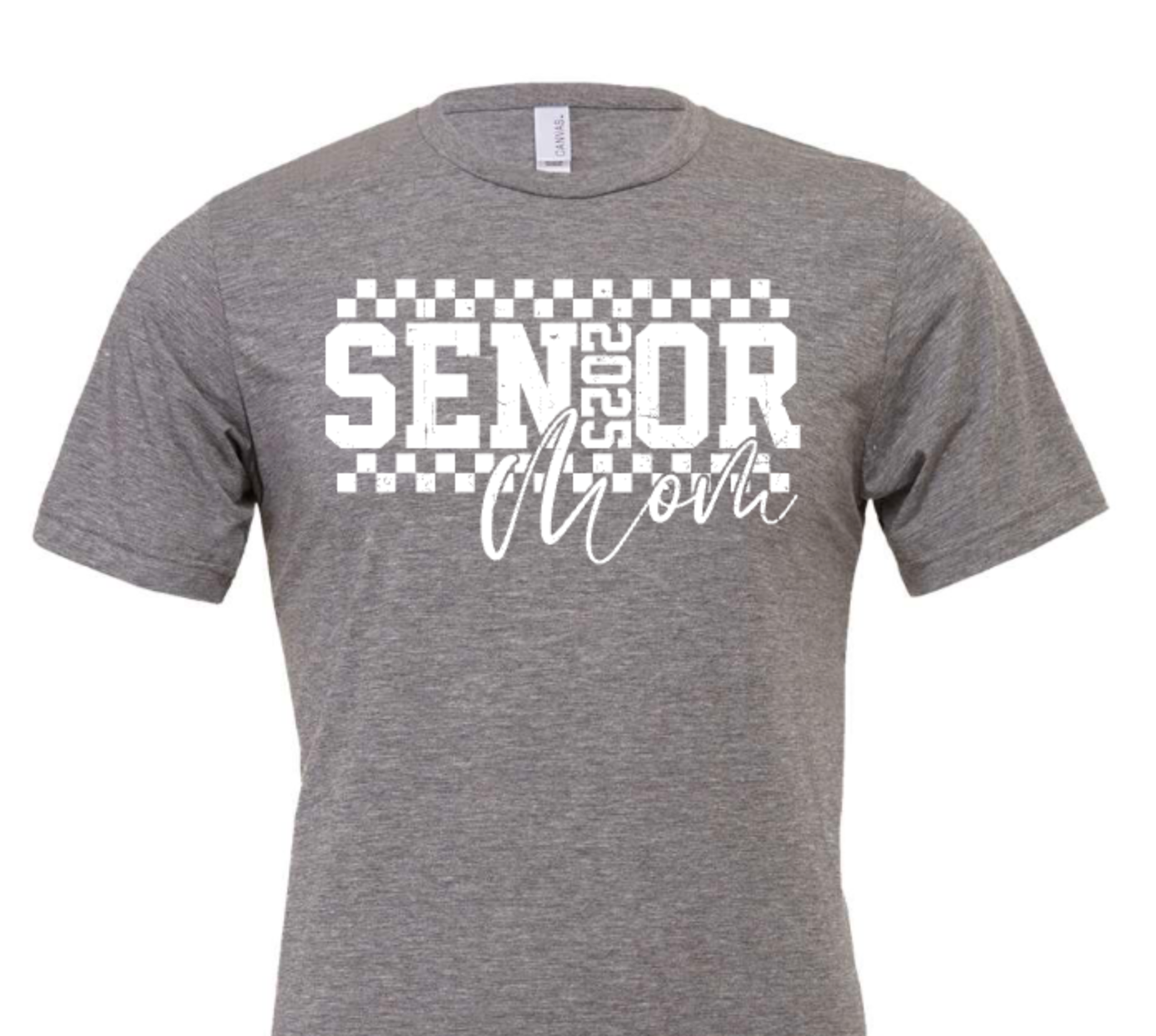SENIOR mom checkered in white
