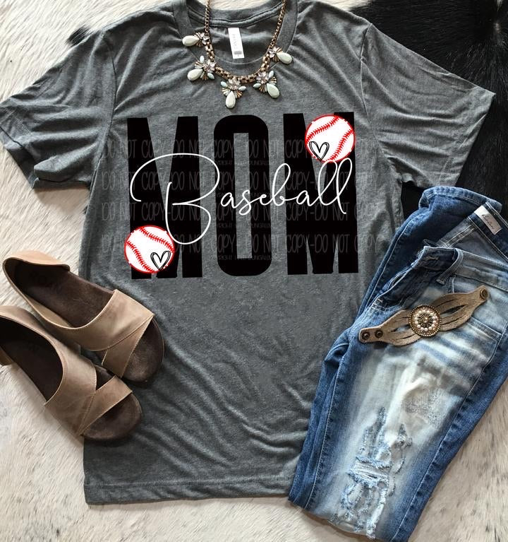 Baseball MOM w/balls and hearts