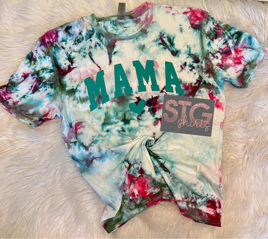 Hand dyed MAMA puff print.